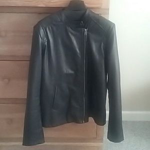 Leather jacket, black, size 42 (10-12)
